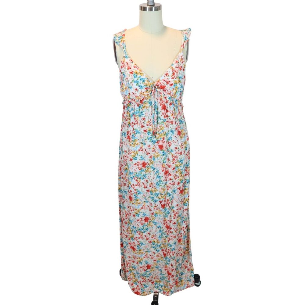 Y2K Floral Babydoll Maxi Slip Dress Size L Cottagecore Fairy MilkMaid Coquette